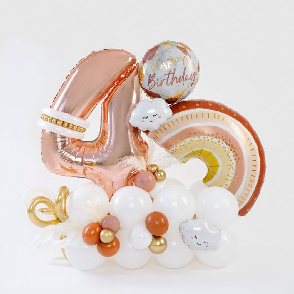 Шар (40"/102 см) Цифра "4" Розовое золото в упаковке / Four