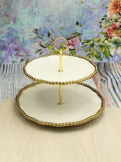 Блюдо 2-х ярусное, этажерка Бусины