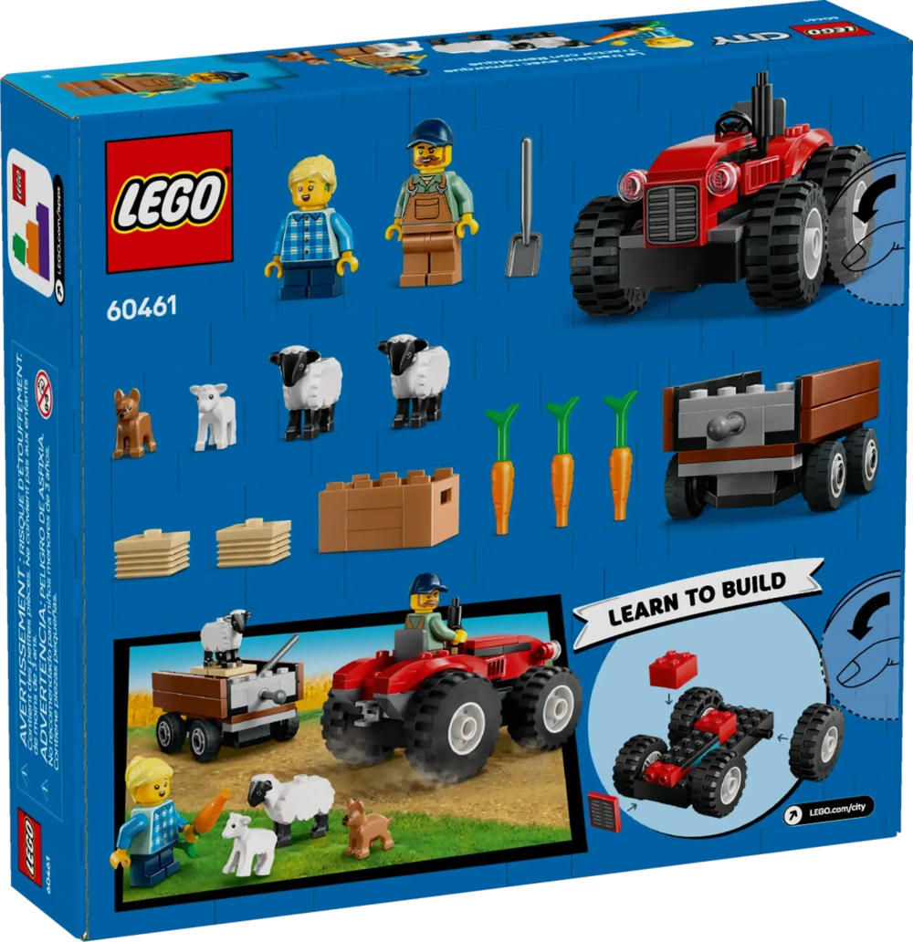 Конструктор LEGO City 60461 Красный сельскохозяйственный трактор с прицепом и овцами