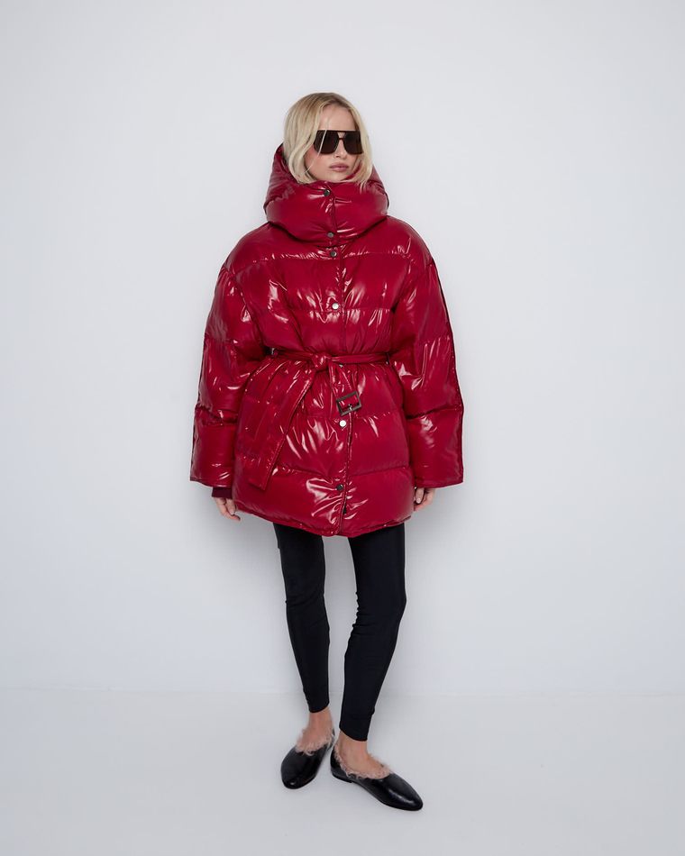 Пуховик со съемным капюшоном из нейлона Монклер вишня