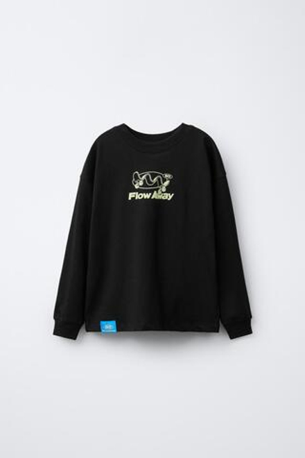 ZARA ЛОНГСЛИВ С ПРИНТОМ "СКЕЙТ", ЧЕРНЫЙ