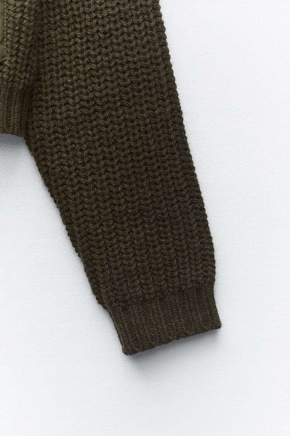 ZARA КАРДИГАН С КОНТРАСТНЫМИ КАРМАНАМИ, ТЕМНЫЙ ХАКИ