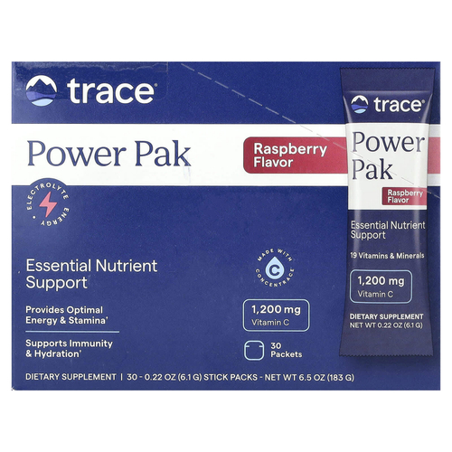 Trace, PowerPak, с малиновым вкусом, 30 стик-пакетов по 6,1 г (0,22 унции)