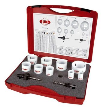 Набор коронок HSS-Co 8% 9шт. + 2 адаптера. Ruko 126306