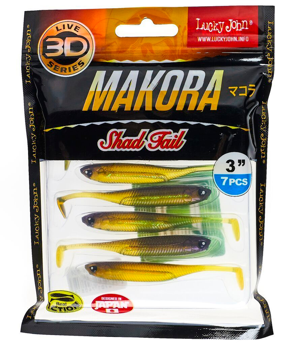 Виброхвост LJ 3D Series Makora Shad Tail 3.0in (7,6см), цвет 004, 7 шт.