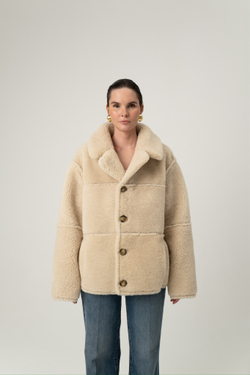 Двусторонняя золотая шуба-дублёнка