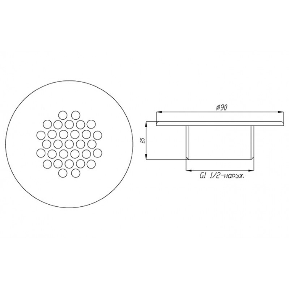 Форсунка аэромассажная нерж. AISI-304 для бетонного бассейна G1½" (наружн.) AISI-316/ФП.111.3/1