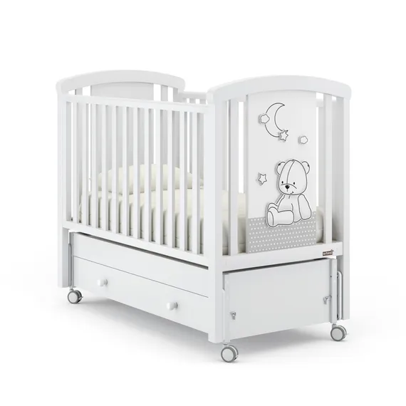 Детская кроватка с продольным маятником Erbesi Stella White