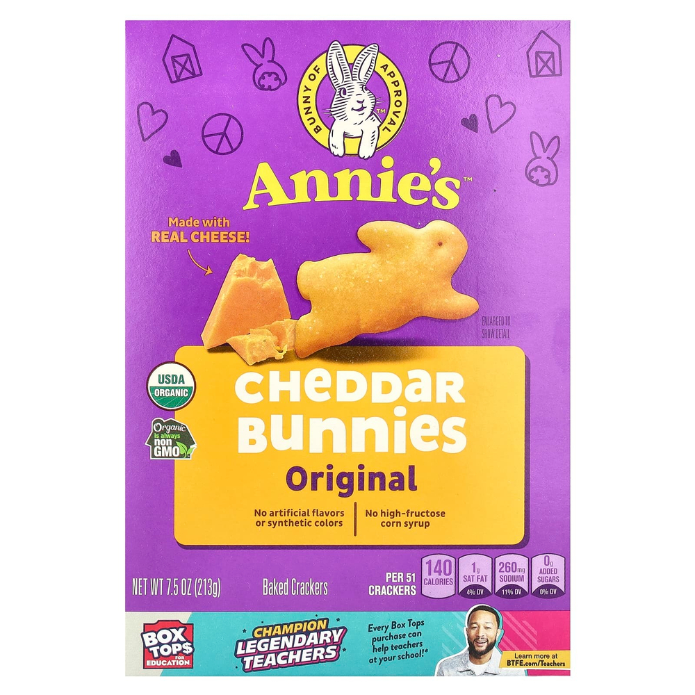 Annie's Homegrown, Органические кролики с чеддером, запеченные крекеры, 213 г (7,5 унции)