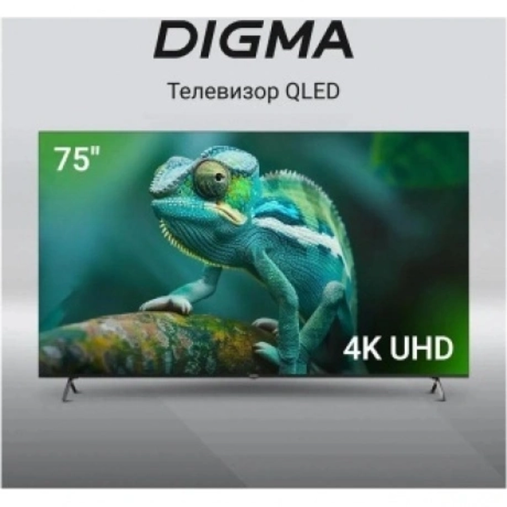 Телевизор QLED Digma 75" DM-LED75UQB31 Google TV Frameless Metal черный/черный 4K Ultra HD 60Hz MEMC DVB-T DVB-T2 DVB-C DVB-S DVB-S2 USB WiFi Smart TV