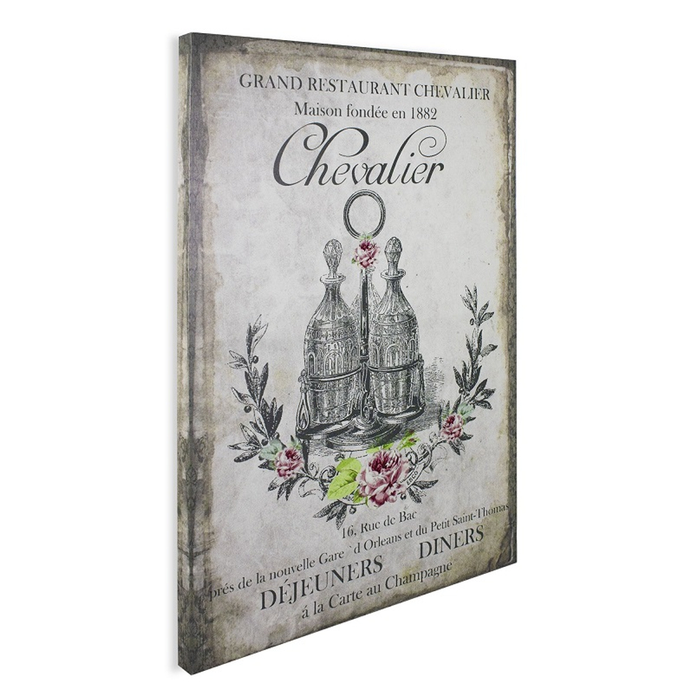 Панно "Ресторан Шевалье" 70x50x2,5см, дерево,холст