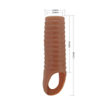 Телесная насадка на пенис с ребрышками и подхватом мошонки (Цвет: телесный)