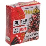 Гирлянда для дома 1,5м 12 ламп LED зелёный пров.,8 реж, IP-20, Красный