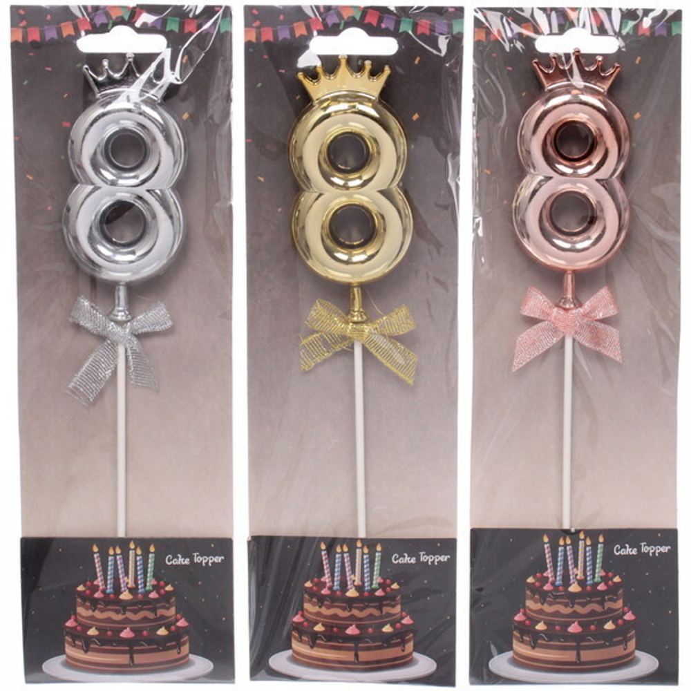 Топпер Цифра Королевский вечер «8» 22 см , микс