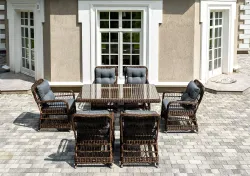 "Цесена" обеденная группа плетеная из искусственного ротанга, цвет коричневый