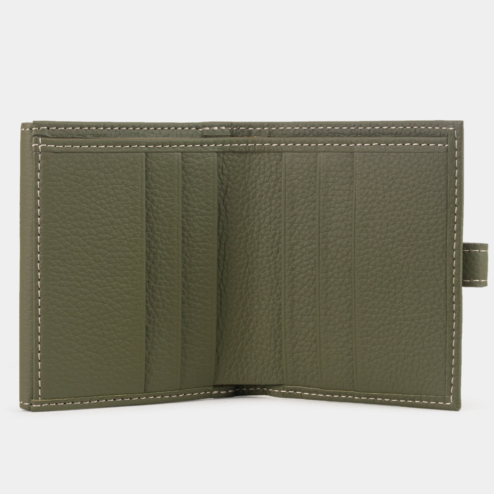 Кожаный кошелек, теленок зеленого цвета