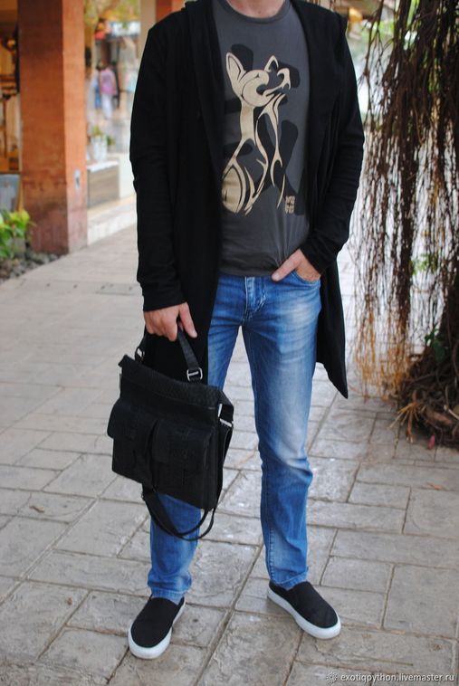 Стильная мужская сумка из кожи питона BG-410