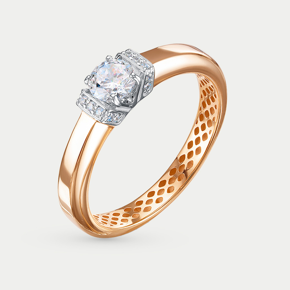 Кольцо женское из розового золота 585 пробы с фианитами (арт. дф1101591р)