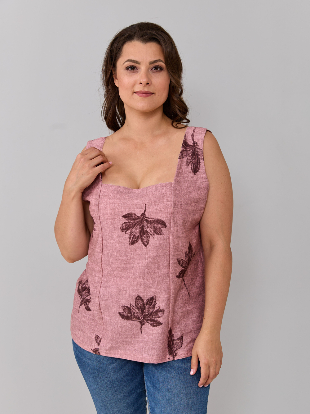 Майка Мк-440Х/коричневый-лилии