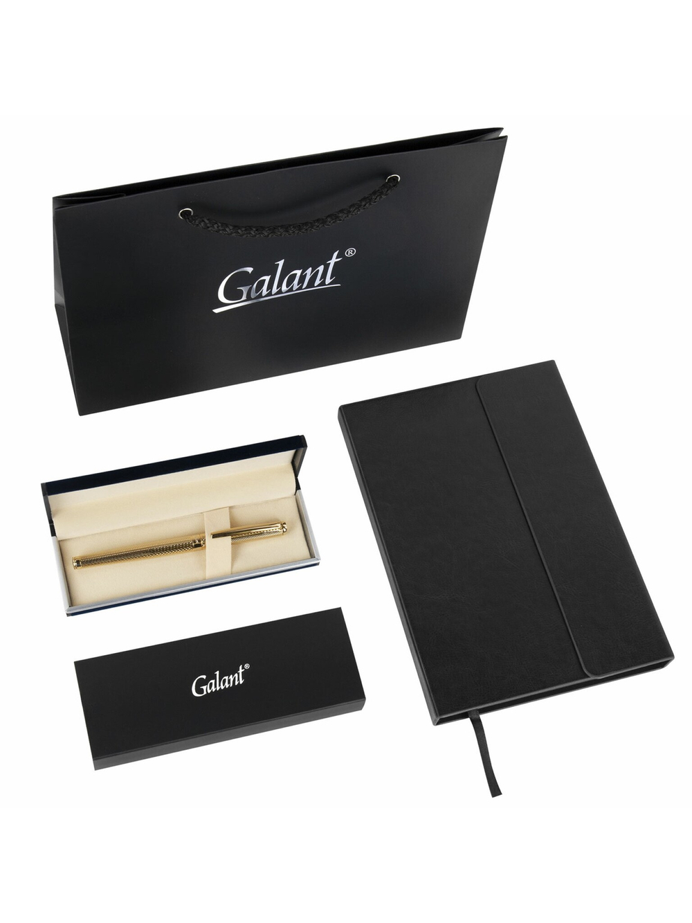 Ручка перьевая подарочная, ежедневник и пакет Galant "Versus" синяя, 0,8мм