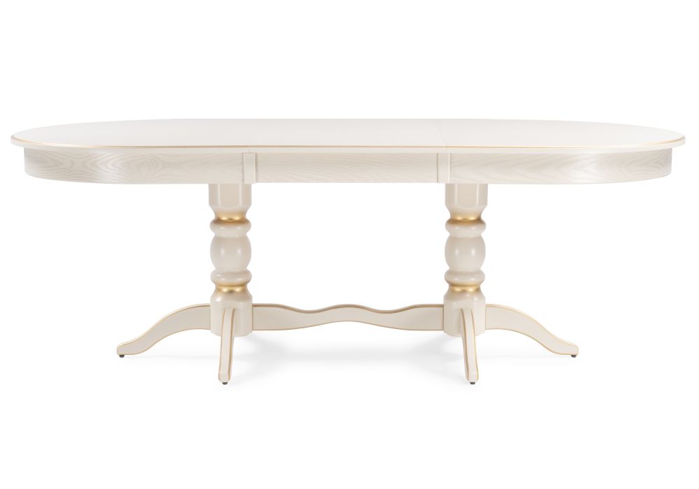 Деревянный стол Дейвер 160(220)х100х76 слоновая кость / золото