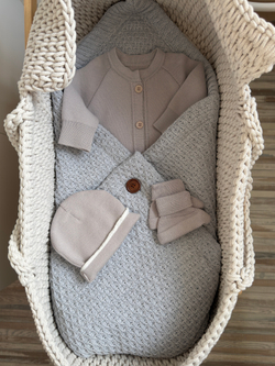 Конверт-плед 2в1 вязаный демисезон серый