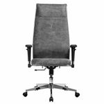 Кресло офисное МЕТТА "L1m 42/2D", хром, 2D-подлокотники, сиденье и спинка мягкие, велюр, темно-серое