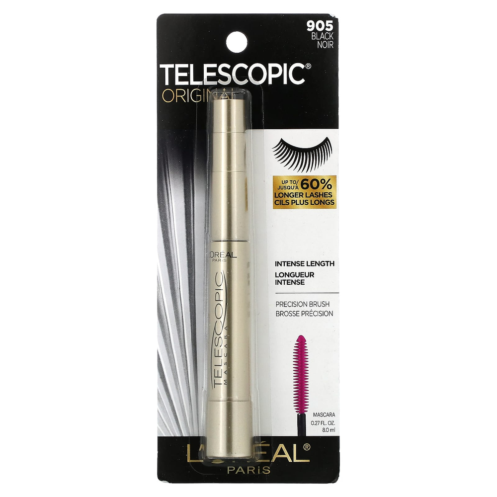 L'Oréal, оригинальная тушь для ресниц Телескоп®, оттенок 905 черный, 8 мл (0,27 жидк. унции)