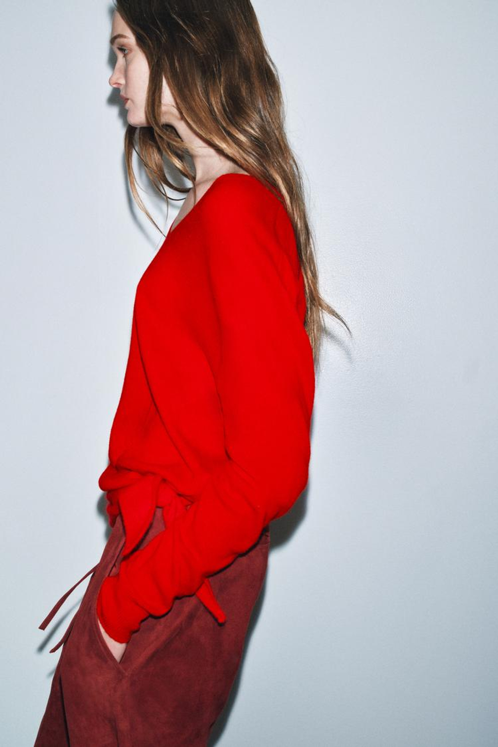 ZARA ДЖЕМПЕР ИЗ 100% СВЕРХМЯГКОЙ ШЕРСТИ, КРАСНЫЙ