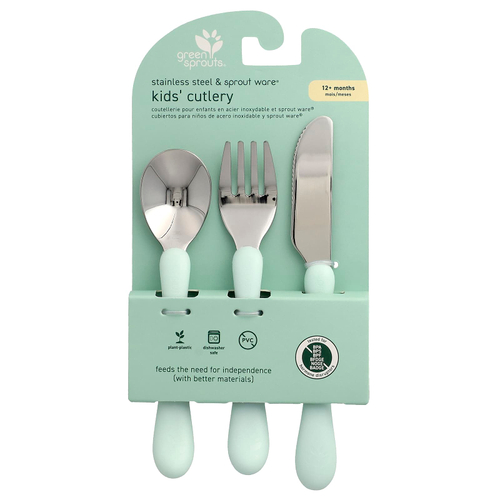 Green Sprouts, детские столовые приборы из стали и Sprout Ware®, от 12 месяцев, 3 шт.