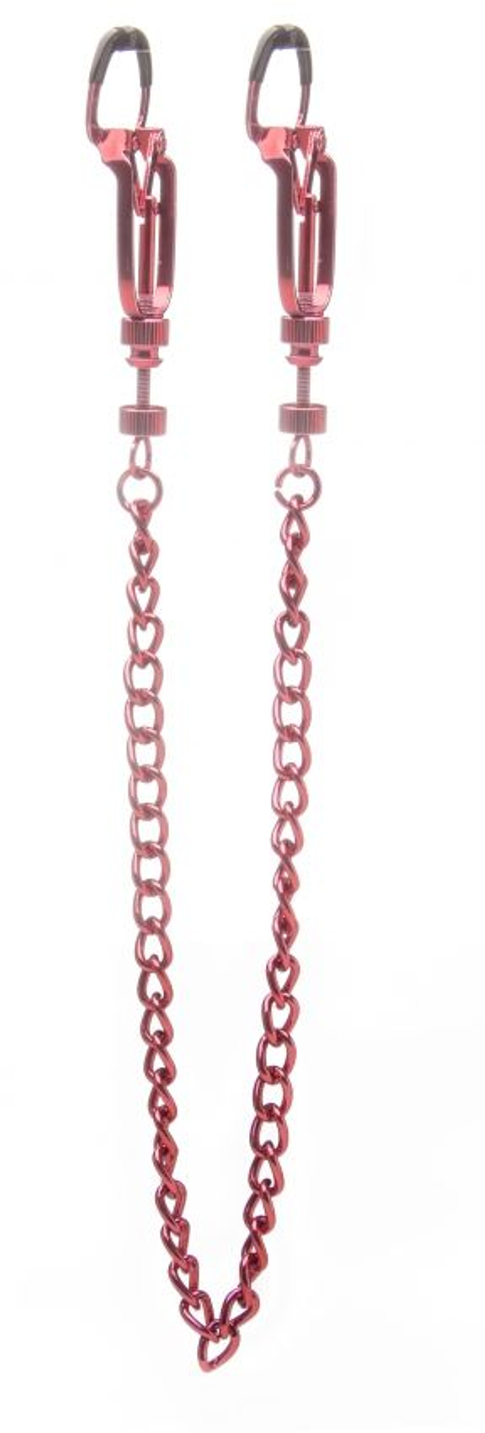 Красные зажимы на соски с цепочкой Helix Nipple Clamps (Цвет: красный)