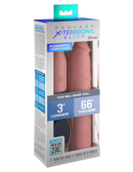 Телесная вибронасадка на член 3 Vibrating Mega X-tension with Remote - 22,9 см. (Цвет: телесный)