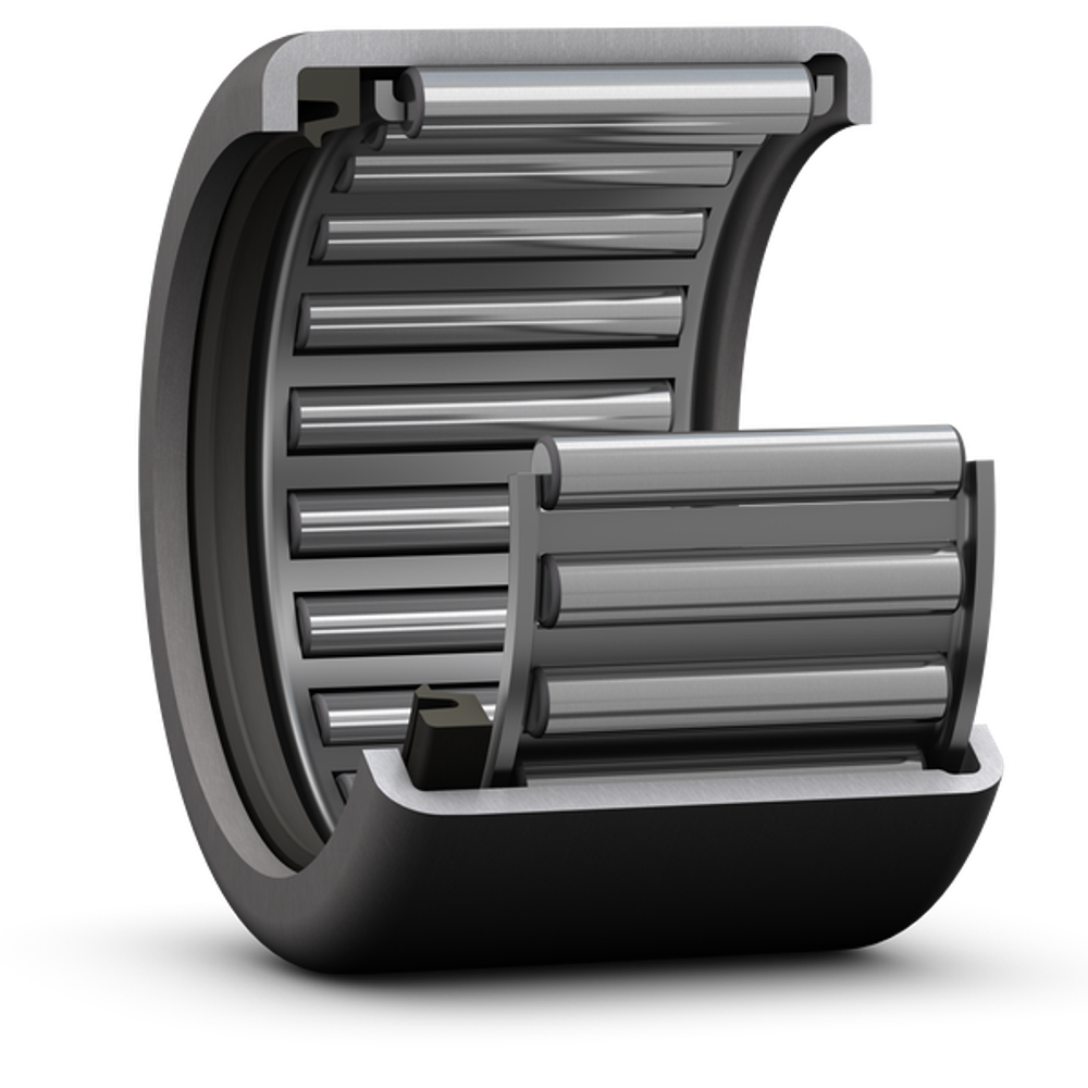 Игольчатый роликоподшипник со штампованным наружным кольцом, открытыми торцами и встроенным уплотнением HK 1012 RS