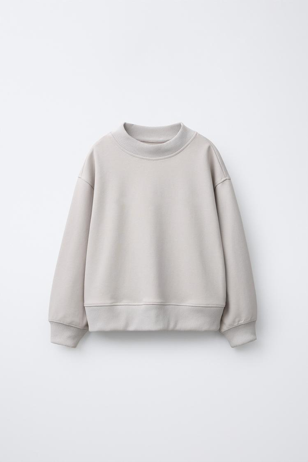 ZARA КОМПЛЕКТ ИЗ ТОЛСТОВКИ И БРЮК WIDE LEG ИЗ ТКАНИ ИНТЕРЛОК, ЦВЕТ ЛЬДА