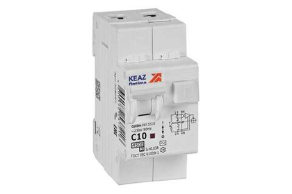 Автоматический выключатель дифференциального тока АВДТ с защитой от сверхтоков OptiDin D63-22C10-AC-У3 (2P, C10, 30mA, 4,5кА) КЭАЗ