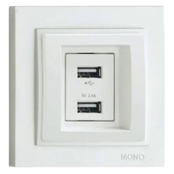 Розетка 2-а USB-зарядка Mono Electric Despina 250V крем 102-170005-178