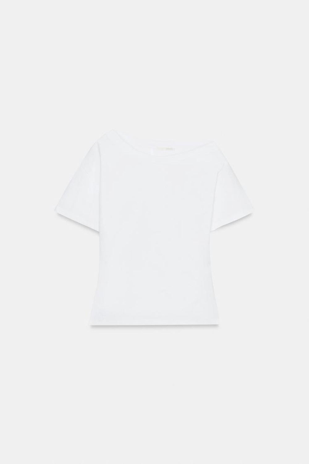 ZARA ФУТБОЛКА ОВЕРСАЙЗ В СТИЛЕ РУСТИК, БЕЛЫЙ