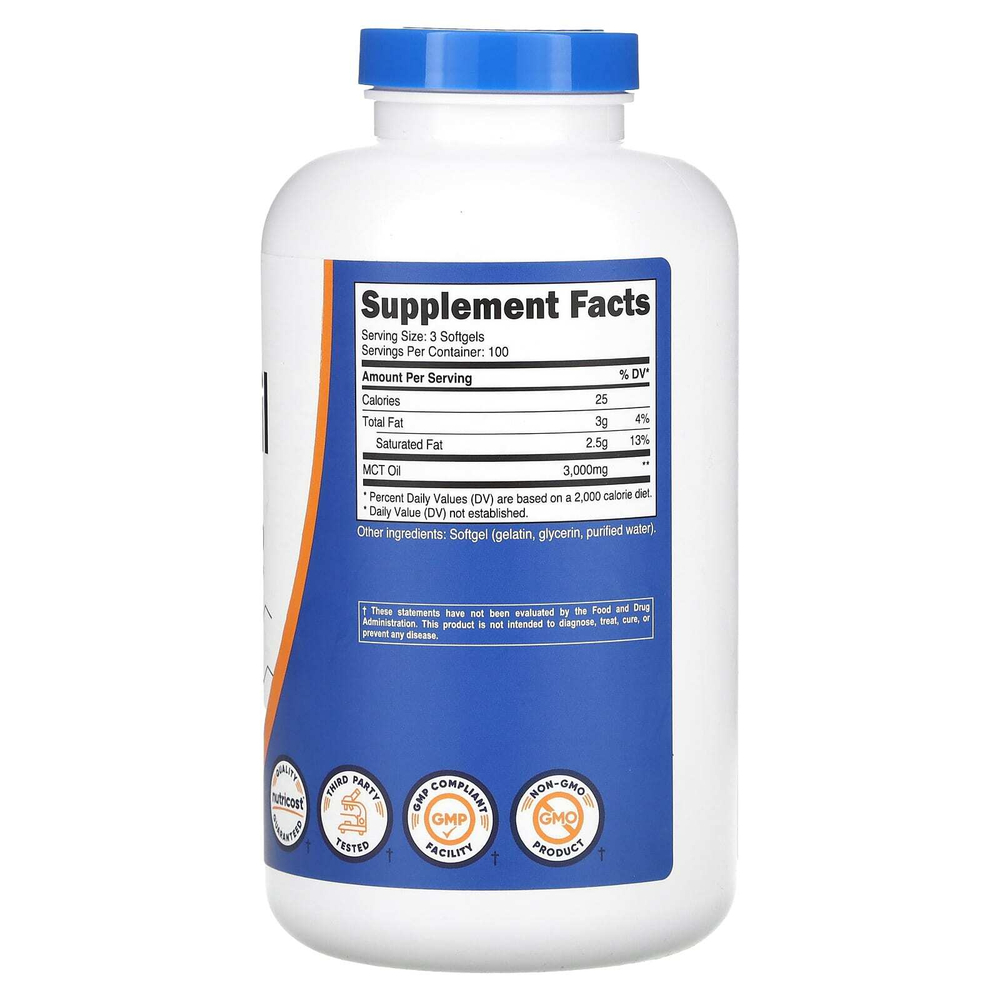 Nutricost, Масло MCT, 300 капсул (1000 мг в каждой капсуле)