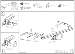 Фаркоп оцинкованный Galia F119A для Ford Focus III универсал 2011-2018(паспорт и сертификат в комплекте)(без электрики)