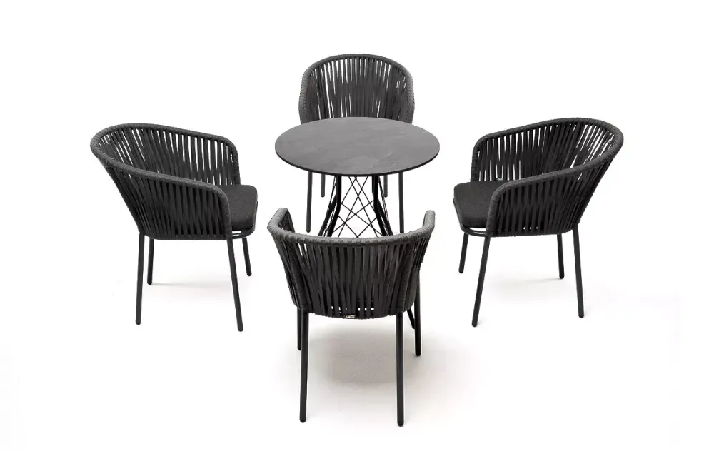 "Конте" обеденная группа на 4 персоны, круглый стол, цвет "серый гранит"
