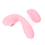 Розовый вибратор 13см с вакуумной стимуляцией и пультом ДУ BeYourLover Tara Pink TW05R