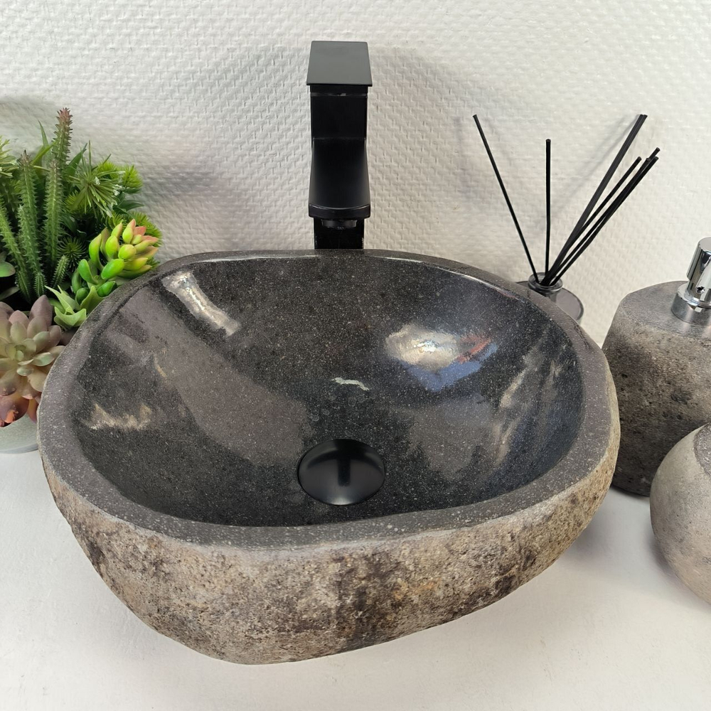 Каменная раковина из речного камня RS-05426 (36*31*15) 0855 из натурального камня