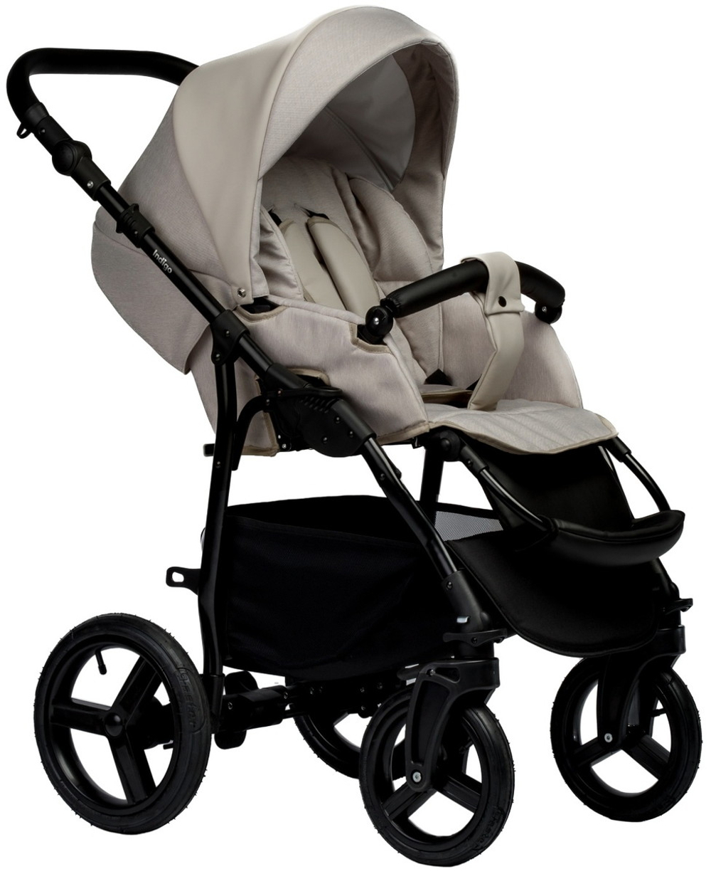 Детская коляска Indigo Impulse Eco 3 в 1 с автокреслом Avionaut Cosmo Beige Ie02 бежевая кожа/бежевый