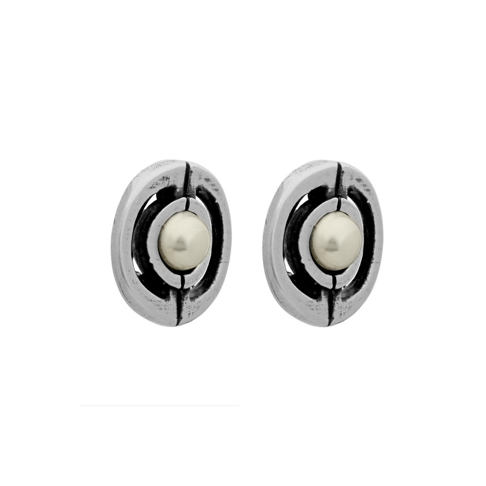 Серьги-пусеты Ciclon Elegance с серебряным покрытием и жемчугом Swarovski A211602-40 BW/S