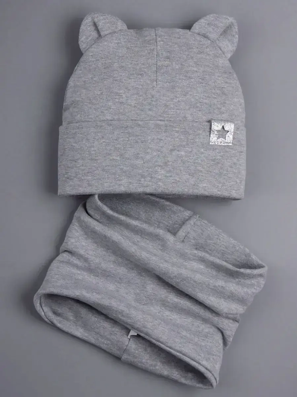 Шапка с ушками осенняя и снуд для детей