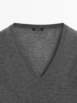 Massimo Dutti Вязаный свитер из смеси шелка и шерсти, серый