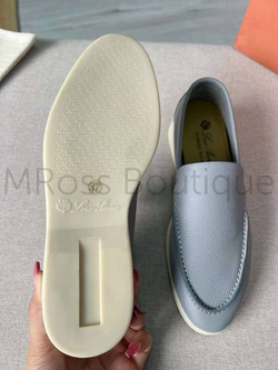Серые кожаные лоферы Loro Piana Summer Walk
