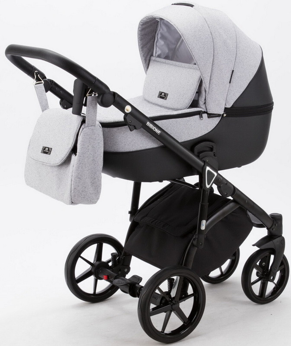 Детская коляска Adamex Bibione 3 в 1 BI-PS12 (СВ.СЕР.БЕРЕЗКА+ЧЕРН.КОЖА)