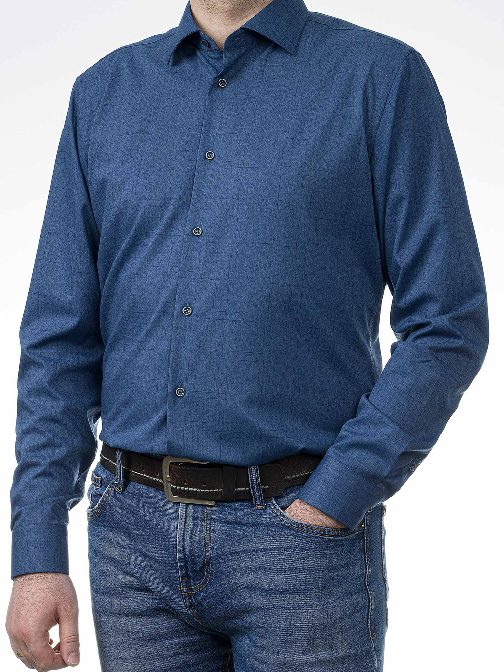 Сорочка мужская VESTER длинный рукав, цвет синий, бамбуковое волокно 58218 14