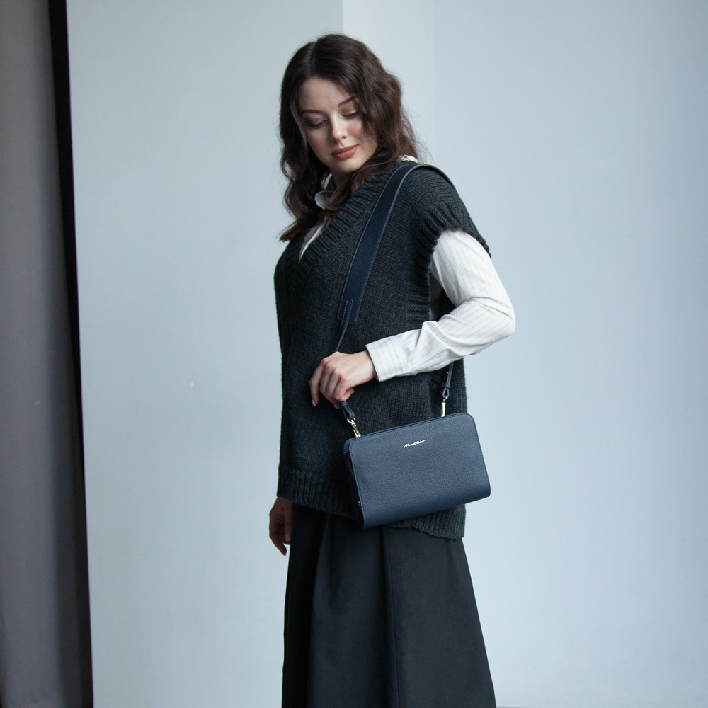 Сумка Emilie из кожи теленка, синего цвета